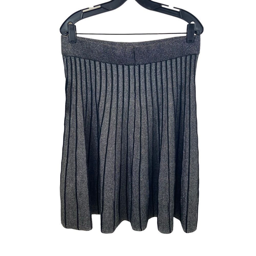 Brand new with Tags Calligraphie Brand Silver and Black‎ Pleated Knit Skirt L - Picture 3 of 10